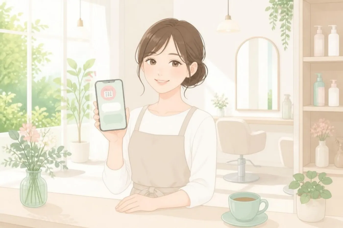 朝のお知らせを見る店主